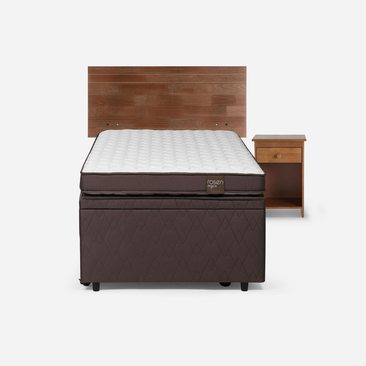 ROSEN - Cama 1.5 Plazas Boxet Ergo T + Respaldo + Velador