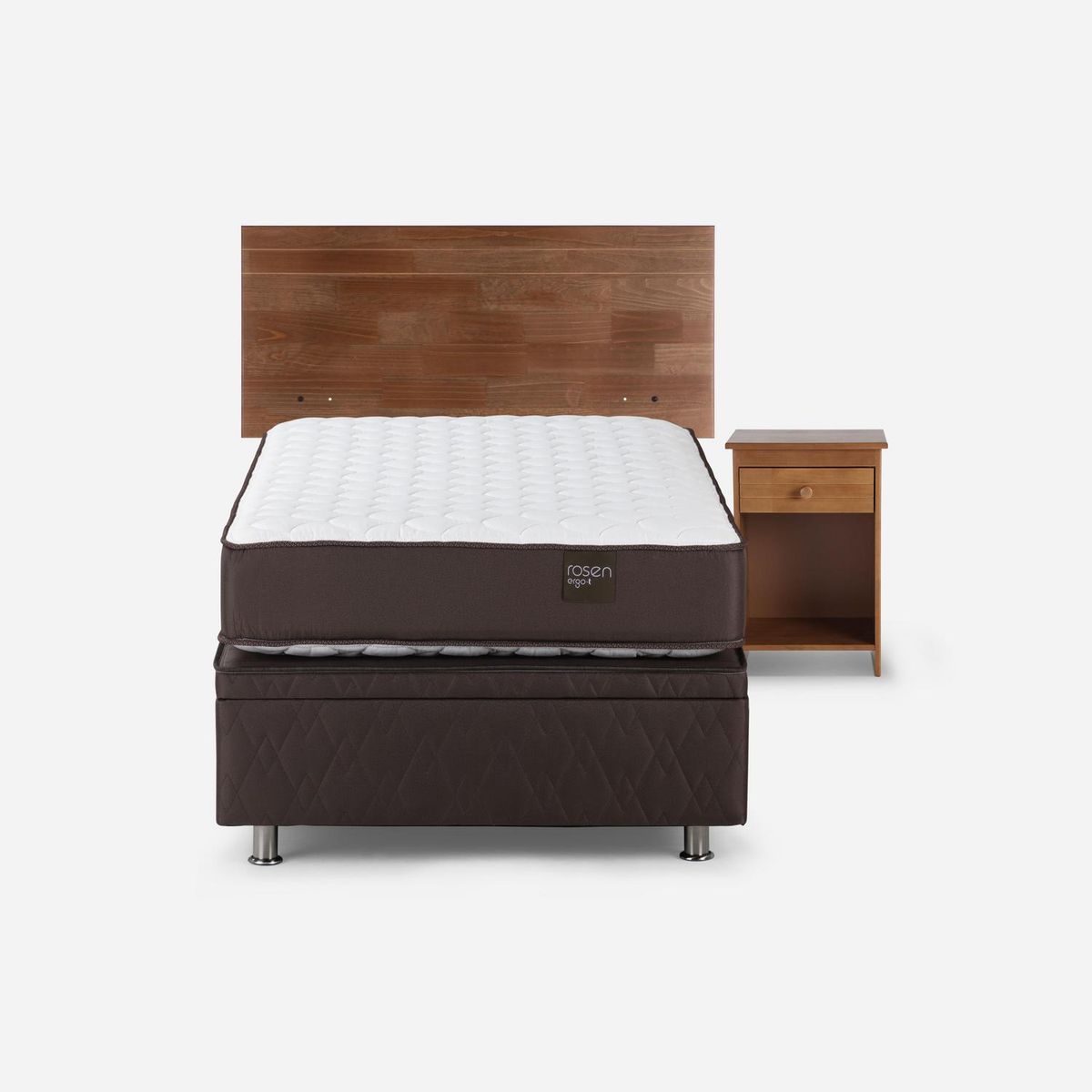 ROSEN - Cama 1 Plaza Boxet Ergo T + Respaldo + Velador