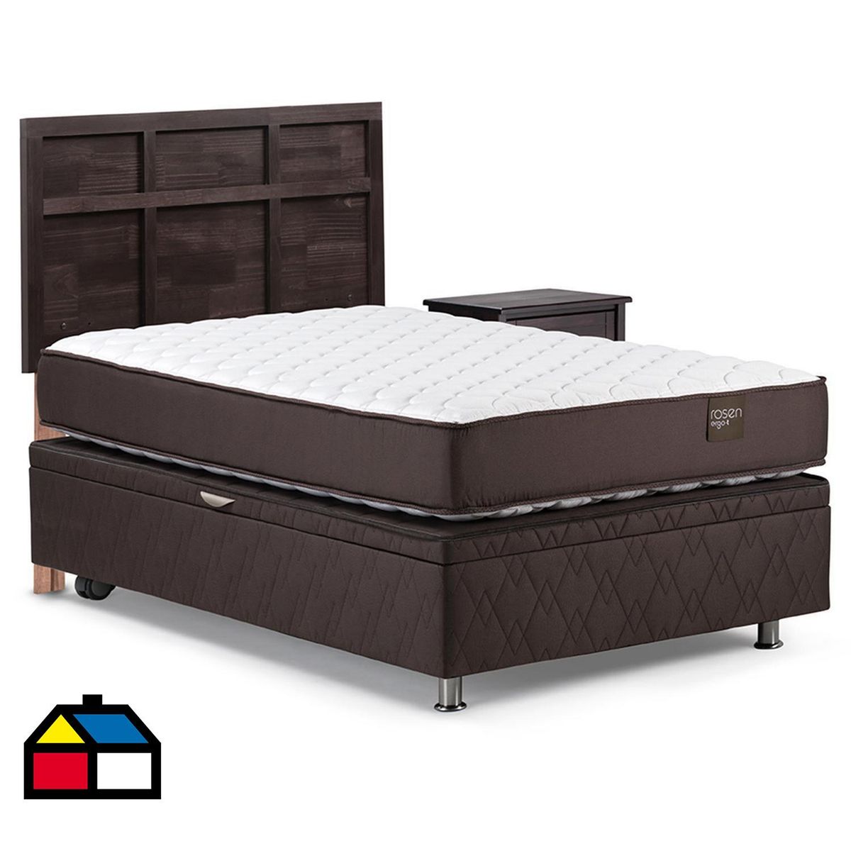 ROSEN - Cama 1.5 Plazas de Estructura Ergo T Café