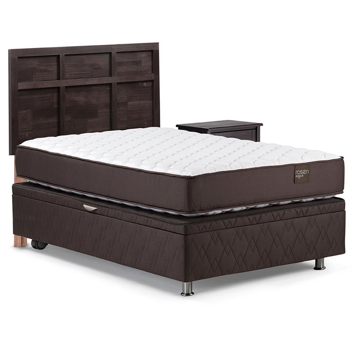 ROSEN - Cama 1.5 Plazas de Estructura Ergo T Café