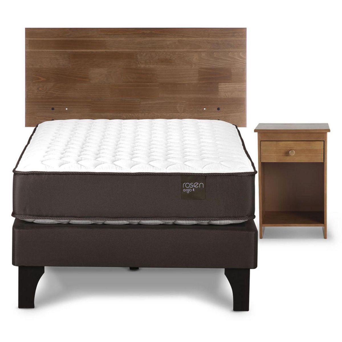 ROSEN - Cama 1.5 Plazas Europea Ergo T + Respaldo + Velador