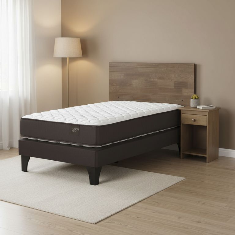 Cama 1.5 Plazas Europea New Ergo T + Respaldo + Velador