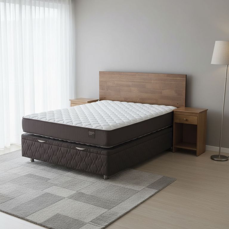 Cama 2 Plazas Boxet Ergo T + Respaldo + 2 Veladores