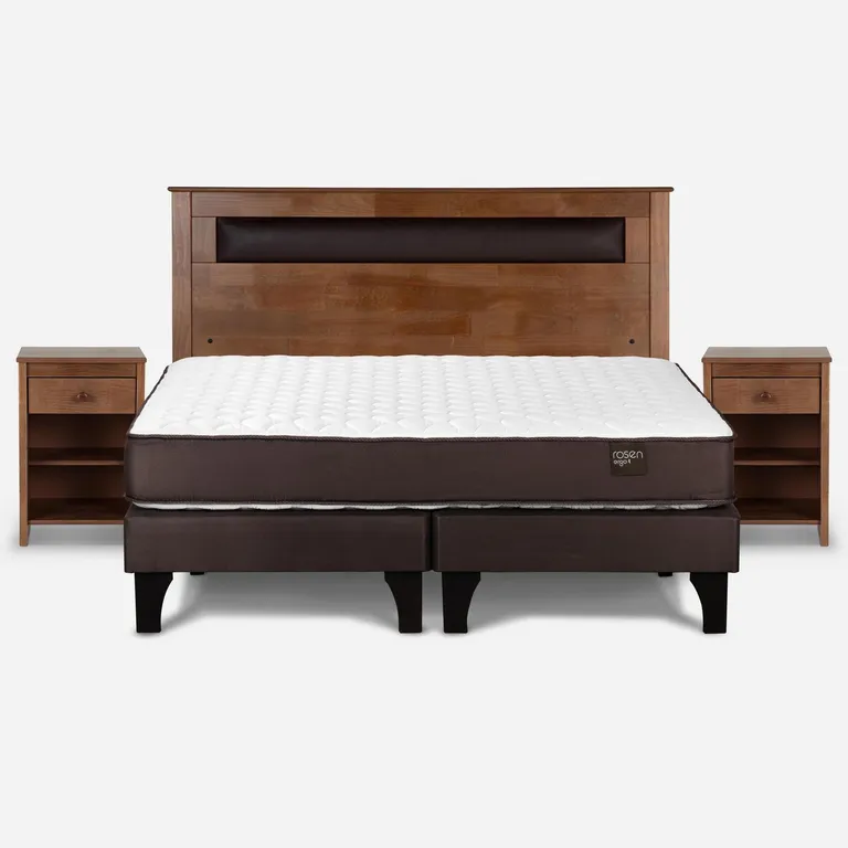 Cama 2 Plazas Europea New Ergo T + Respaldo + 2 Veladores