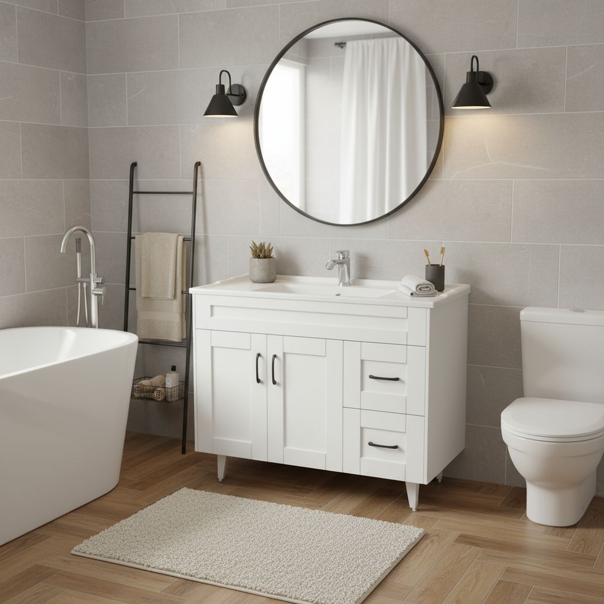 DOMSA - Kit mueble vanitorio Deluxe 100SK F blanco 100 cm