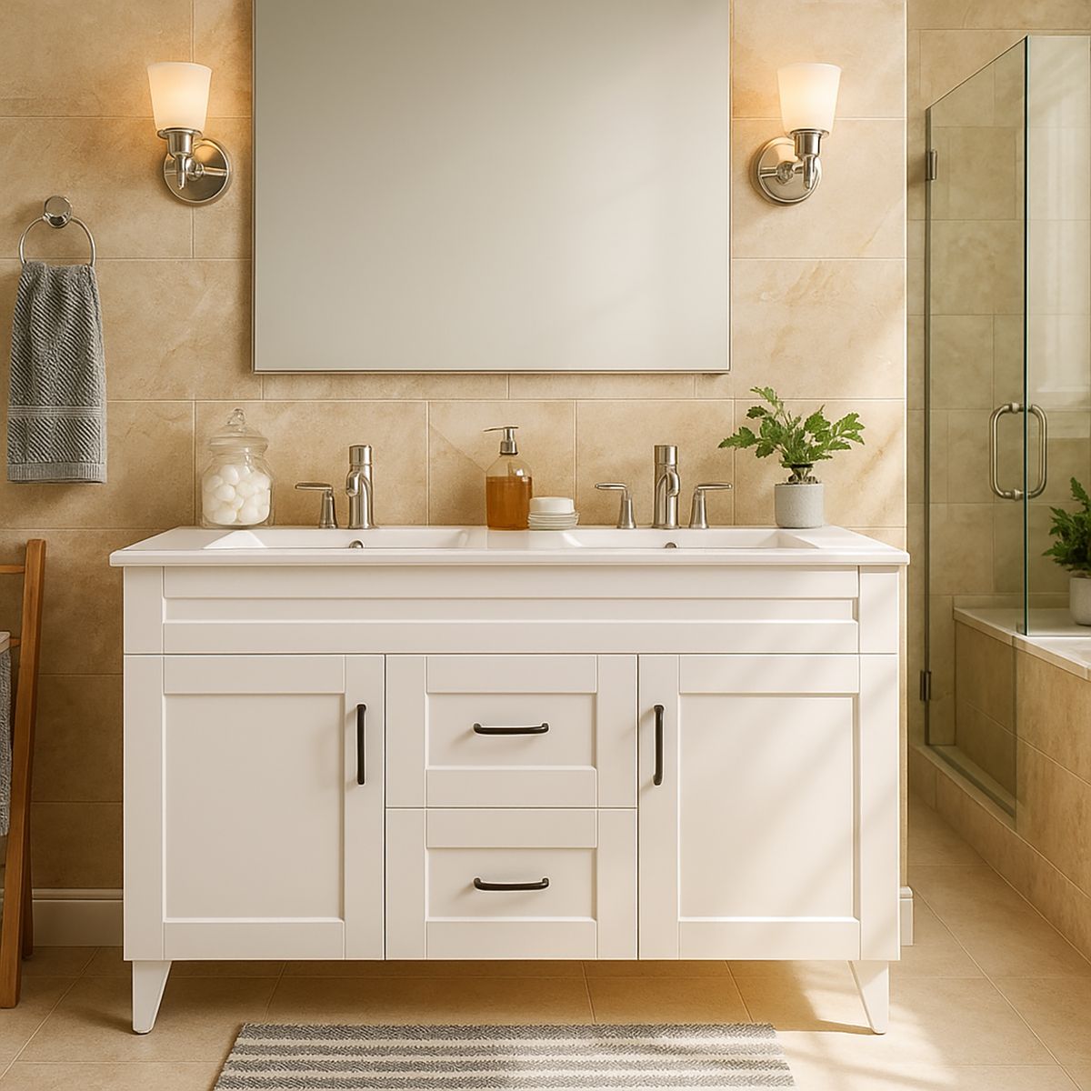 DOMSA - Kit mueble vanitorio Deluxe D120SK F blanco 120 cm