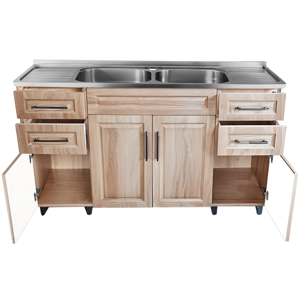 DOMSA - Kit mueble lavaplatos nogal 150x50x80 cm