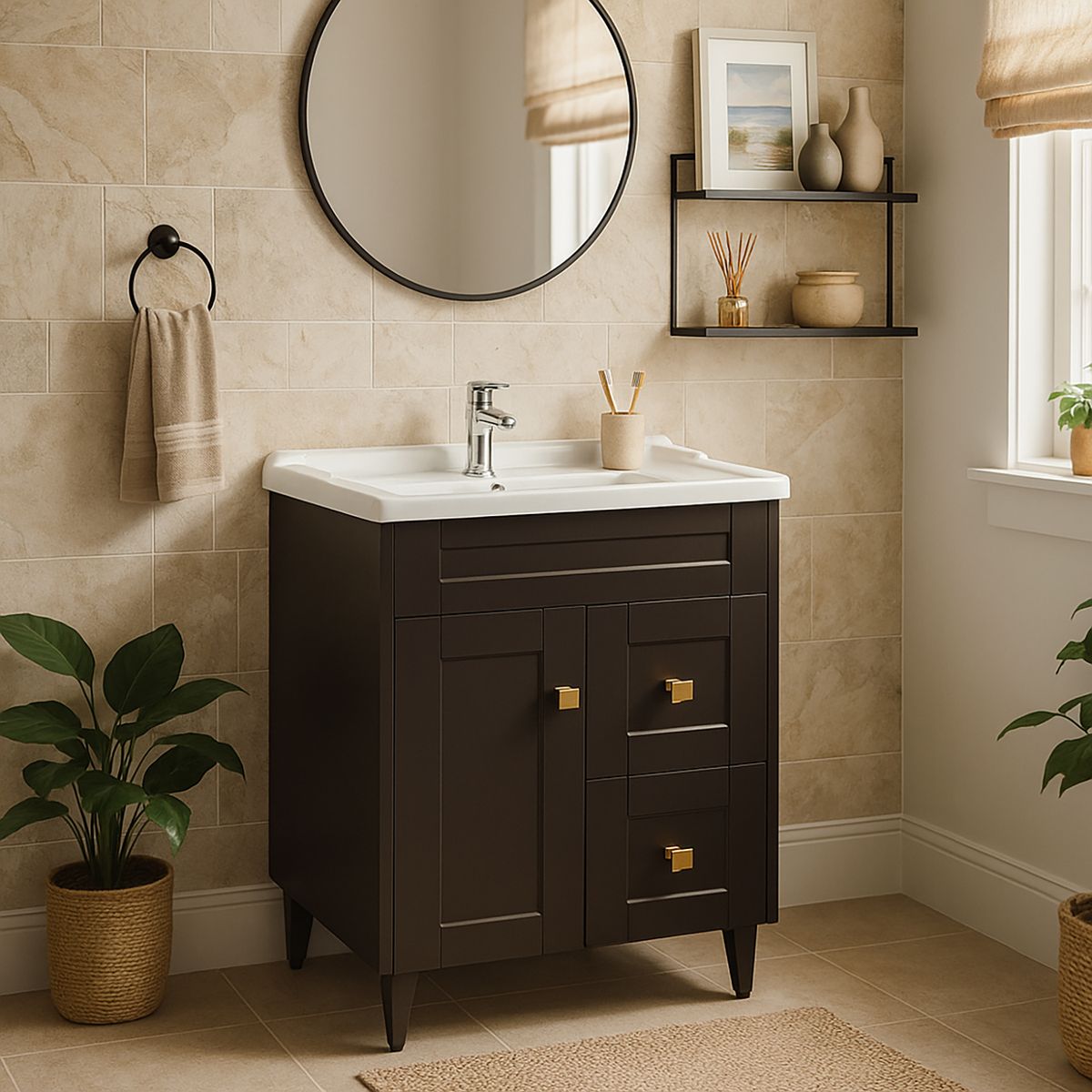 DOMSA - Kit mueble vanitorio Deluxe N60SK F café 60 cm