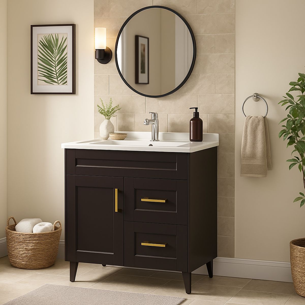 DOMSA - Kit mueble vanitorio Deluxe 80SK F café 80 cm