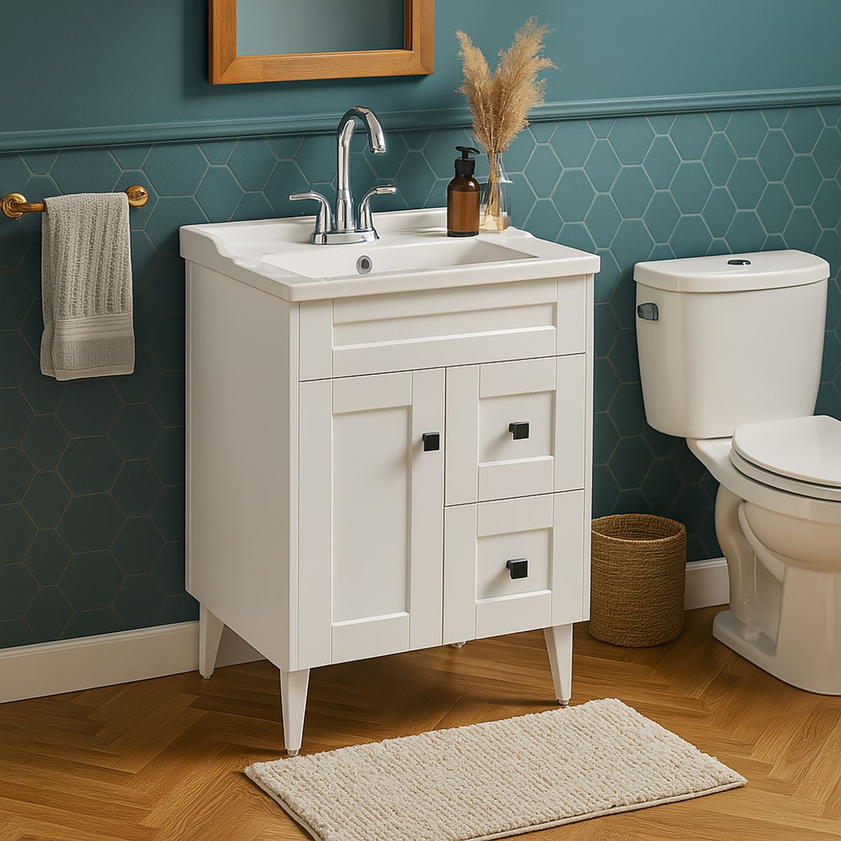 DOMSA - Kit mueble vanitorio Deluxe N60SK F blanco 60 cm