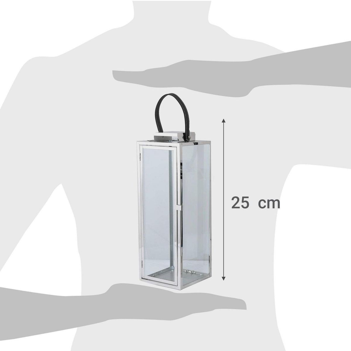 IMPORTADORA USA - Farol con asa de cuero 25 cm