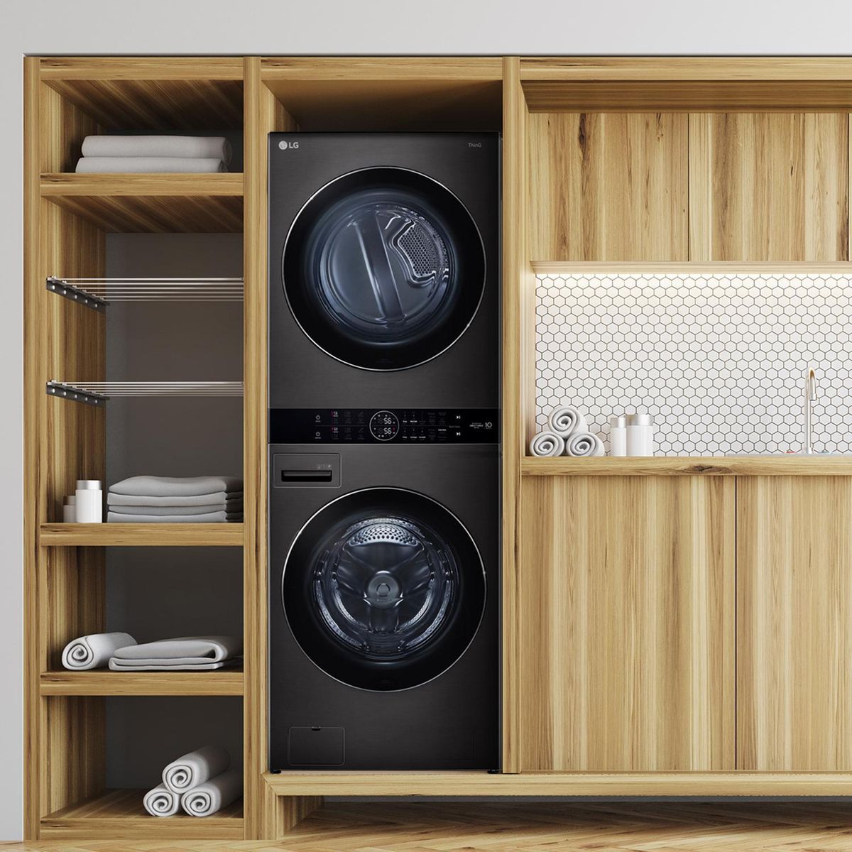 LG - Lavadora Secadora 22/16 kg Negro WK22BS6