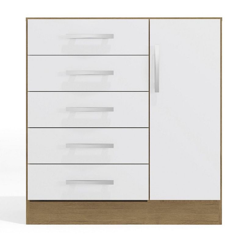 YARDAS - Cómoda 1 Puerta 5 Cajón(es) Mod 83x88x88 cm Freijó Blanco