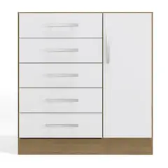 YARDAS - Cómoda 1 Puerta 5 Cajón(es) Mod 83x88x88 cm Freijó Blanco