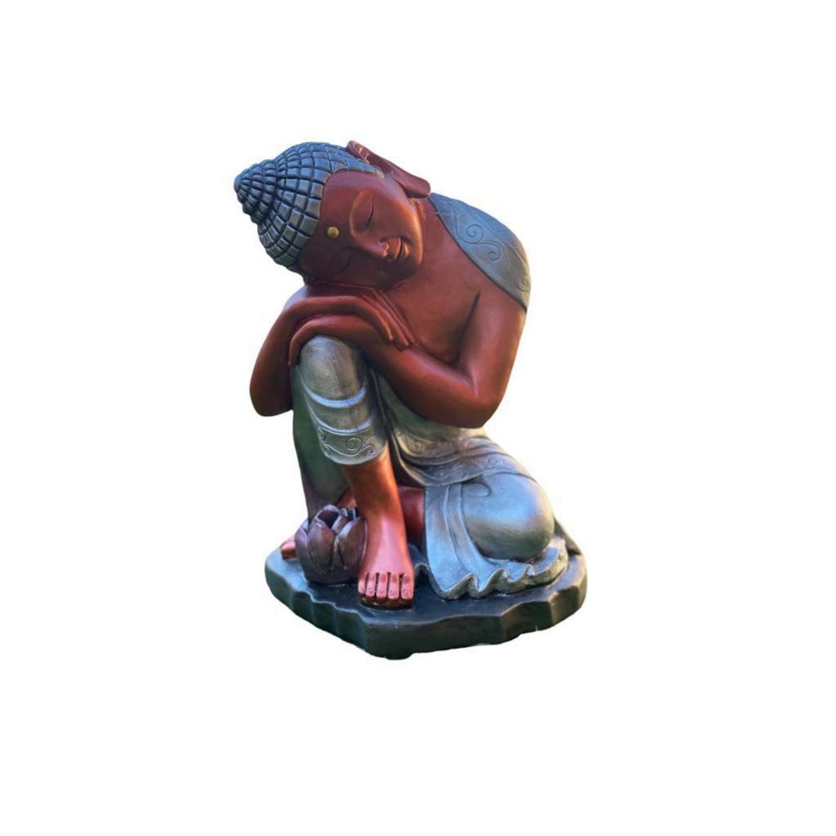 SAT NAM INSPIRES - Buda durmiente flor loto cobre/plata 50 cm