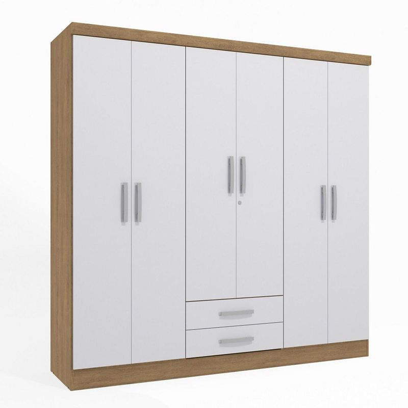 YARDAS - Clóset 2 Puerta(s) 4 Cajone(s) 4 Repisa(s) 181x180x186 cm Freijo/Blanco
