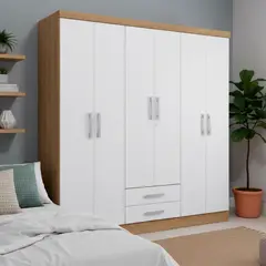 YARDAS - Clóset 2 Puerta(s) 4 Cajón(es) 4 Repisa(s) 181x180x186 cm Freijo/Blanco