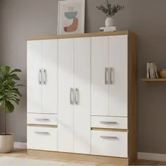 YARDAS - Clóset 2 Puerta(s) 4 Cajón(es) 4 Repisa(s) 162x180x181 cm Freijo/Blanco