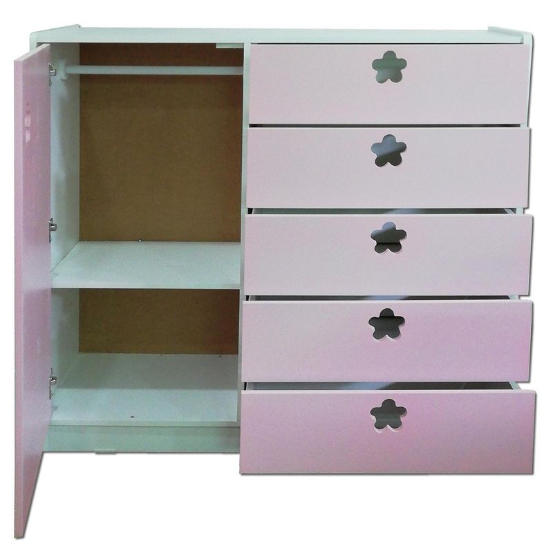 MUEBLES KIDS - Mini Closet 4 Cajones Flor 120x120x45 cm Rosado