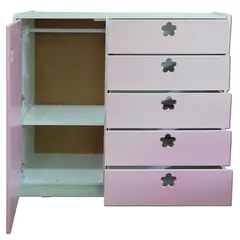 MUEBLES KIDS - Mini Closet 4 Cajones Flor 120x120x45 cm Rosado