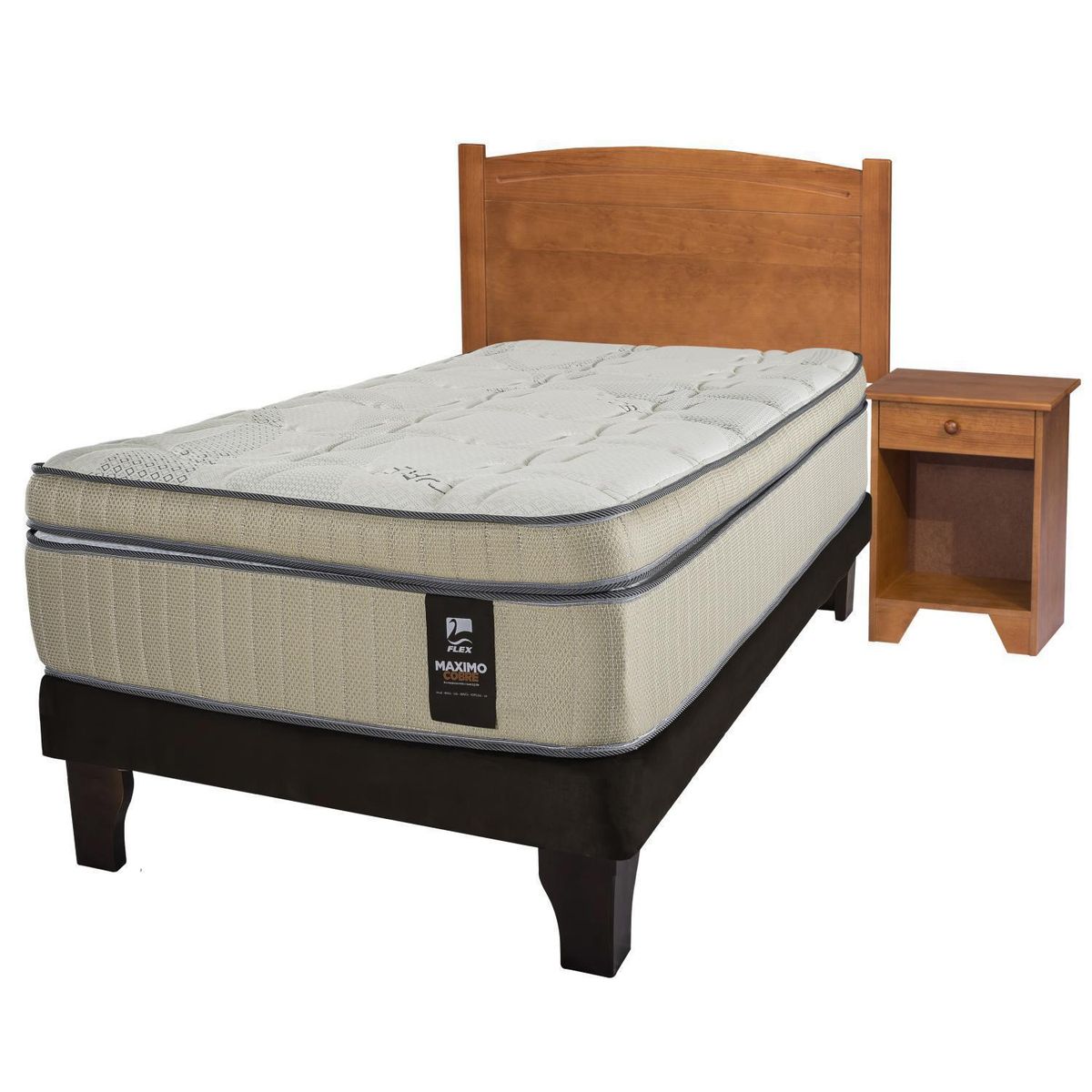 FLEX - Cama Europea Máxmo Cobre 1.5 plaza (105x200) + Set Muebles Arezzo