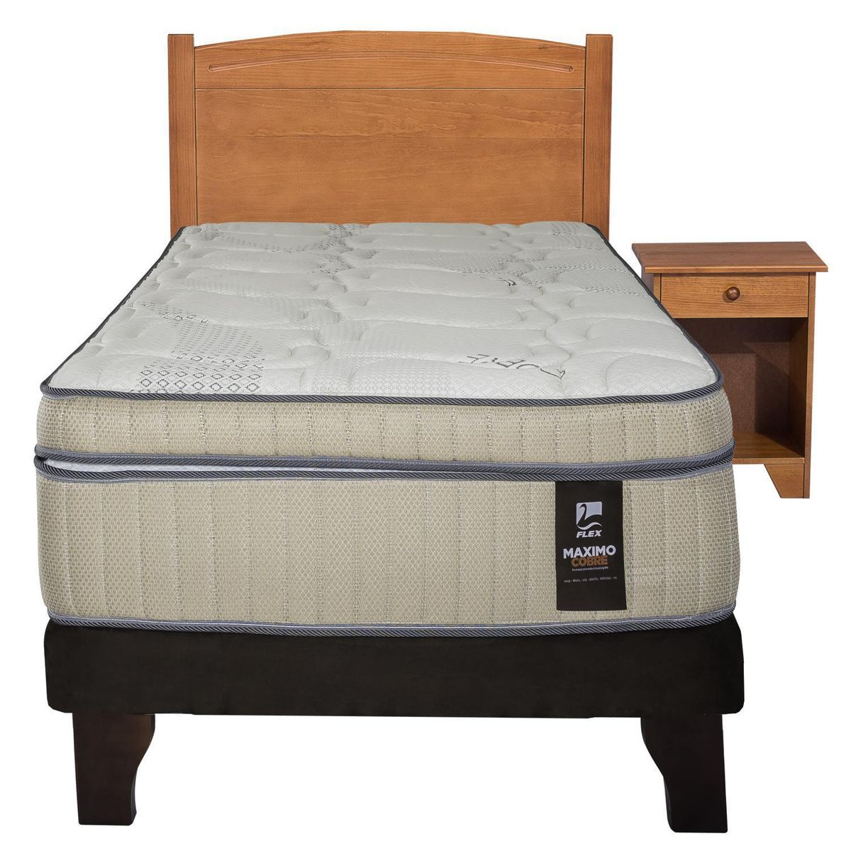 FLEX - Cama Europea Máxmo Cobre 1.5 plaza (105x200) + Set Muebles Arezzo