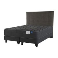 Cama Europea Black King (180X200) + Respaldo Design Grafito