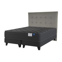 Cama Europea Black 2 Plazas (150X200) + Respaldo Design Gris