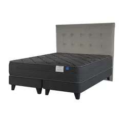 FLEX - Cama Europea Black King (180X200) + Respaldo Design Gris