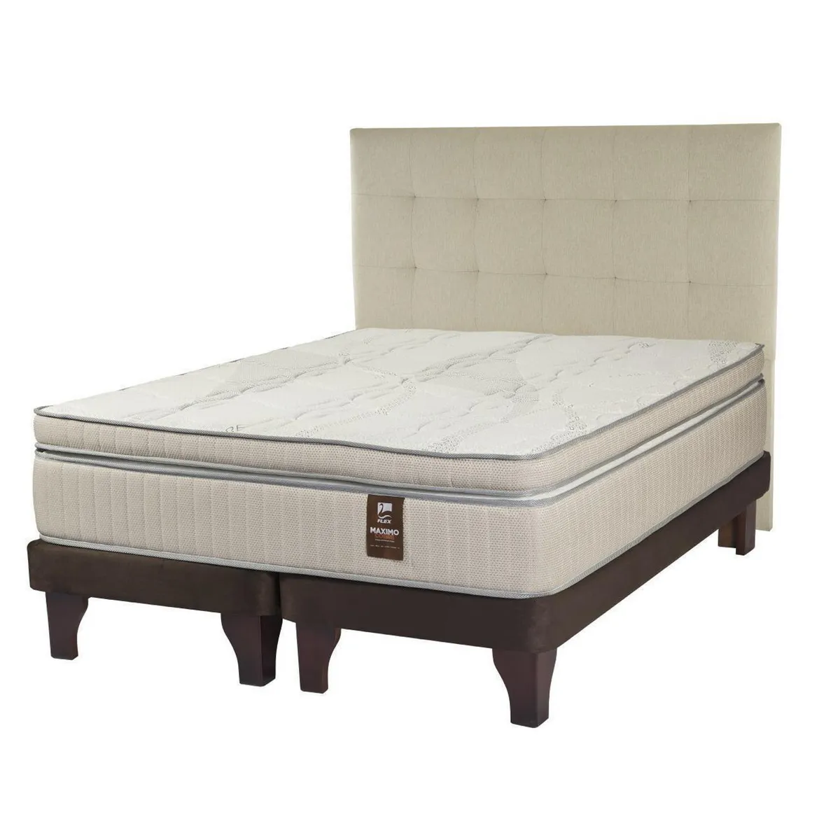 FLEX - Cama Europea Máximo Cobre 2plazas 150x200cm BD+Respaldo Design Crudo