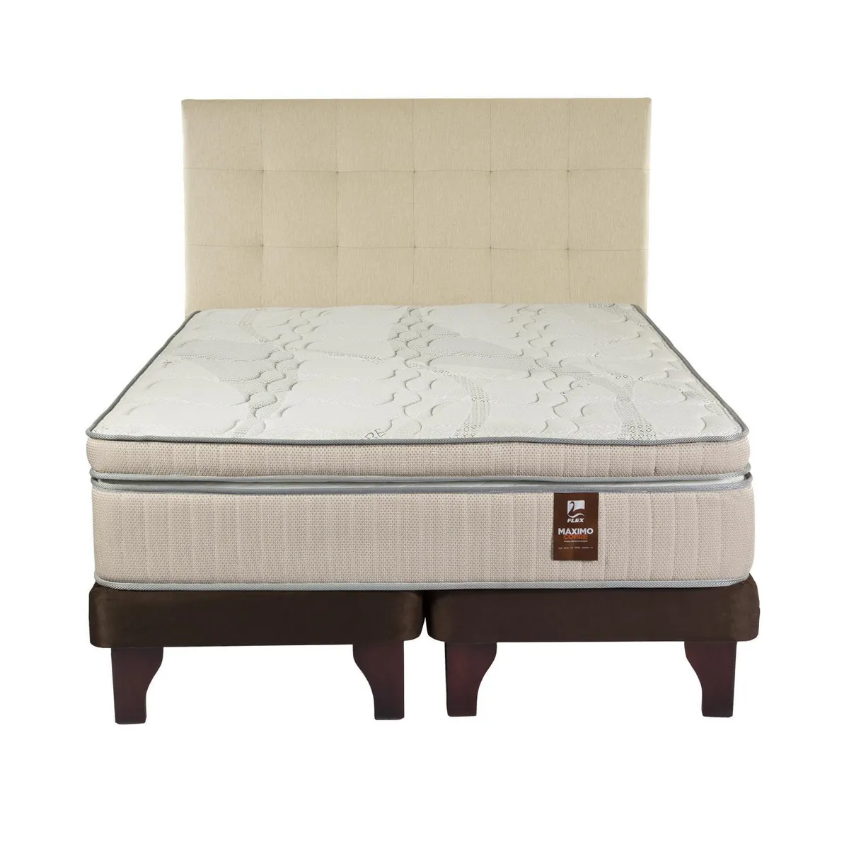 FLEX - Cama Europea Máximo Cobre 2plazas 150x200cm BD+Respaldo Design Crudo