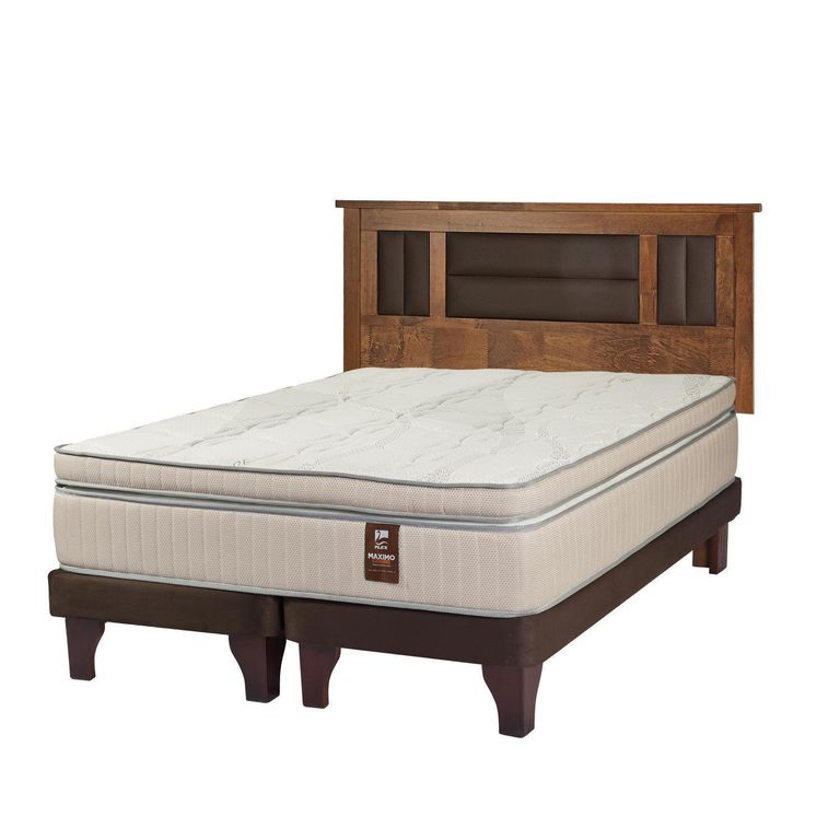 Cama Europea Máximo Cobre 2 Plazas (150X200) Bd + Respaldo Lorraine