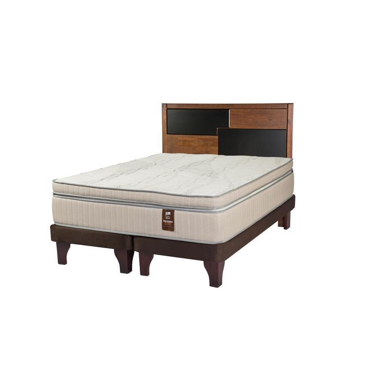 Cama Europea Máximo Cobre 2 Plazas (150X200) Bd + Respaldo Colonia