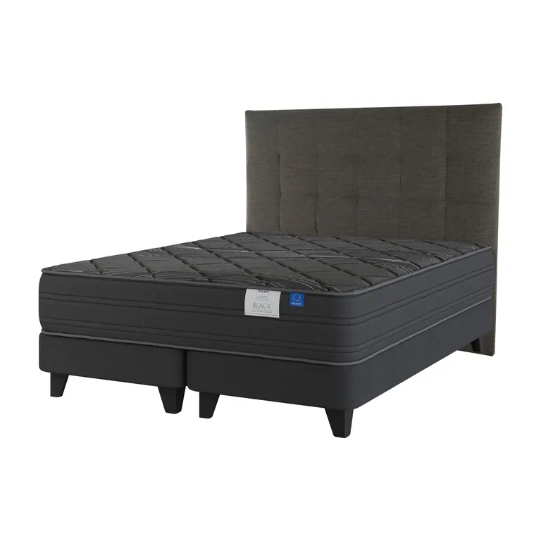 Cama Europea Black 2 Plz 150X200 Cm + Respaldo Design Gráfito