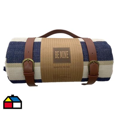 Manta picnic rayas azul / beige / ecru