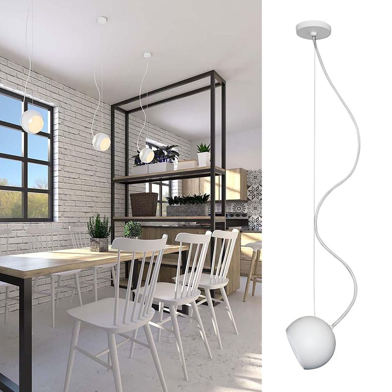BLUMENAU - Lámpara colgante Oca blanca 160mm cable hilo tejido blanco 1 luz GU10