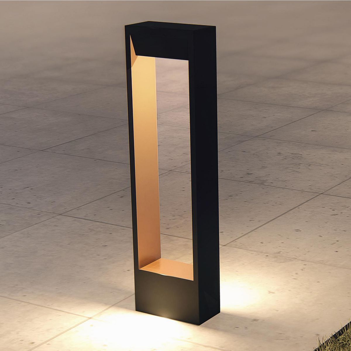 BLUMENAU - Faro Técnica acero negro interior café 700mm IP 44 2 luces GU10