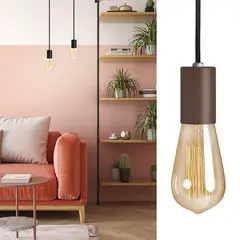 BLUMENAU - Lámpara colgante Vintage café oro 1 luz E27 1,5m ajustable