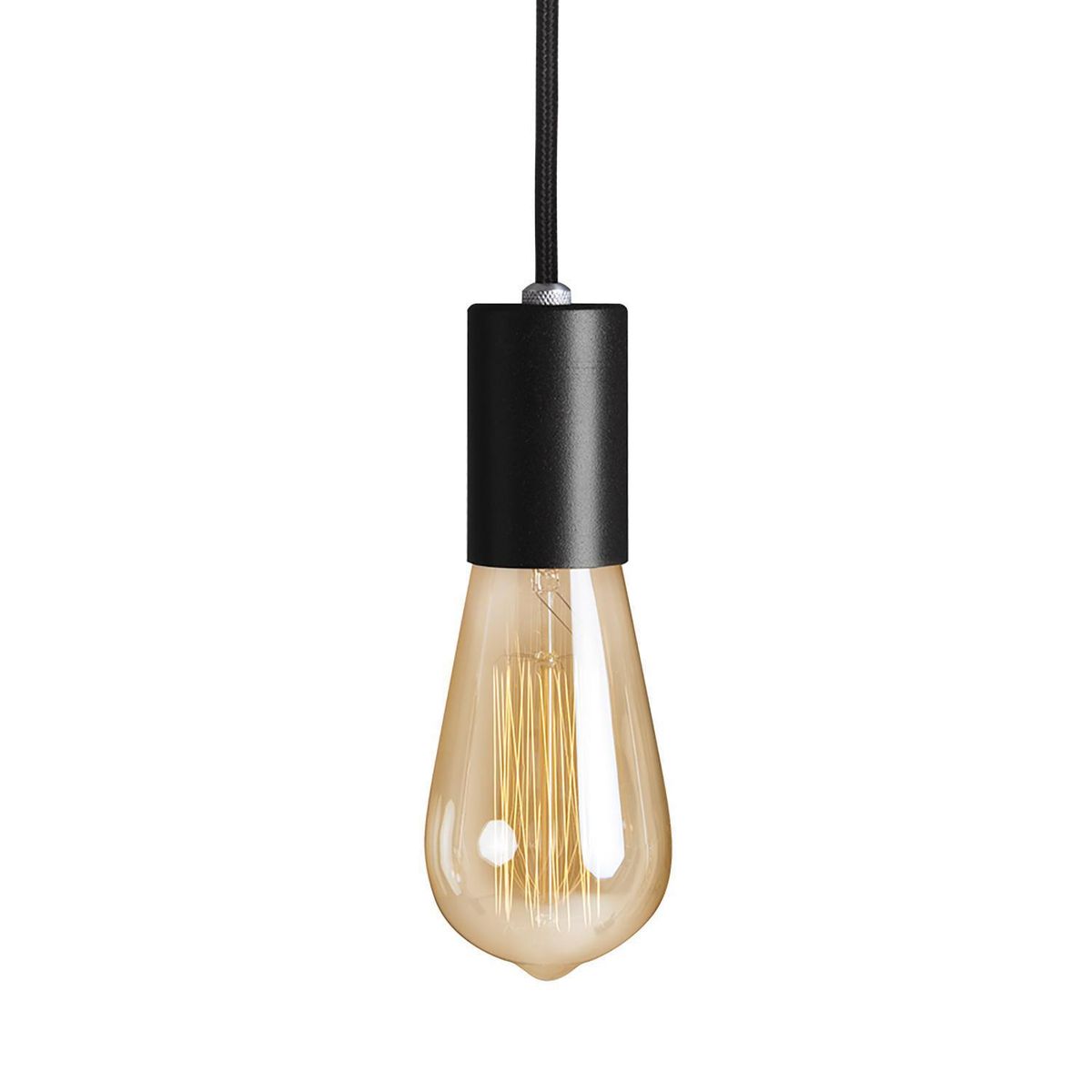 BLUMENAU - Lámpara Colgante Vintage 1 Luz Vidrio Negro