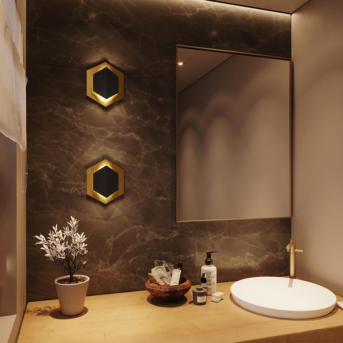 BLUMENAU - Apliqué Quarzo 2 Luces Bronce Negro