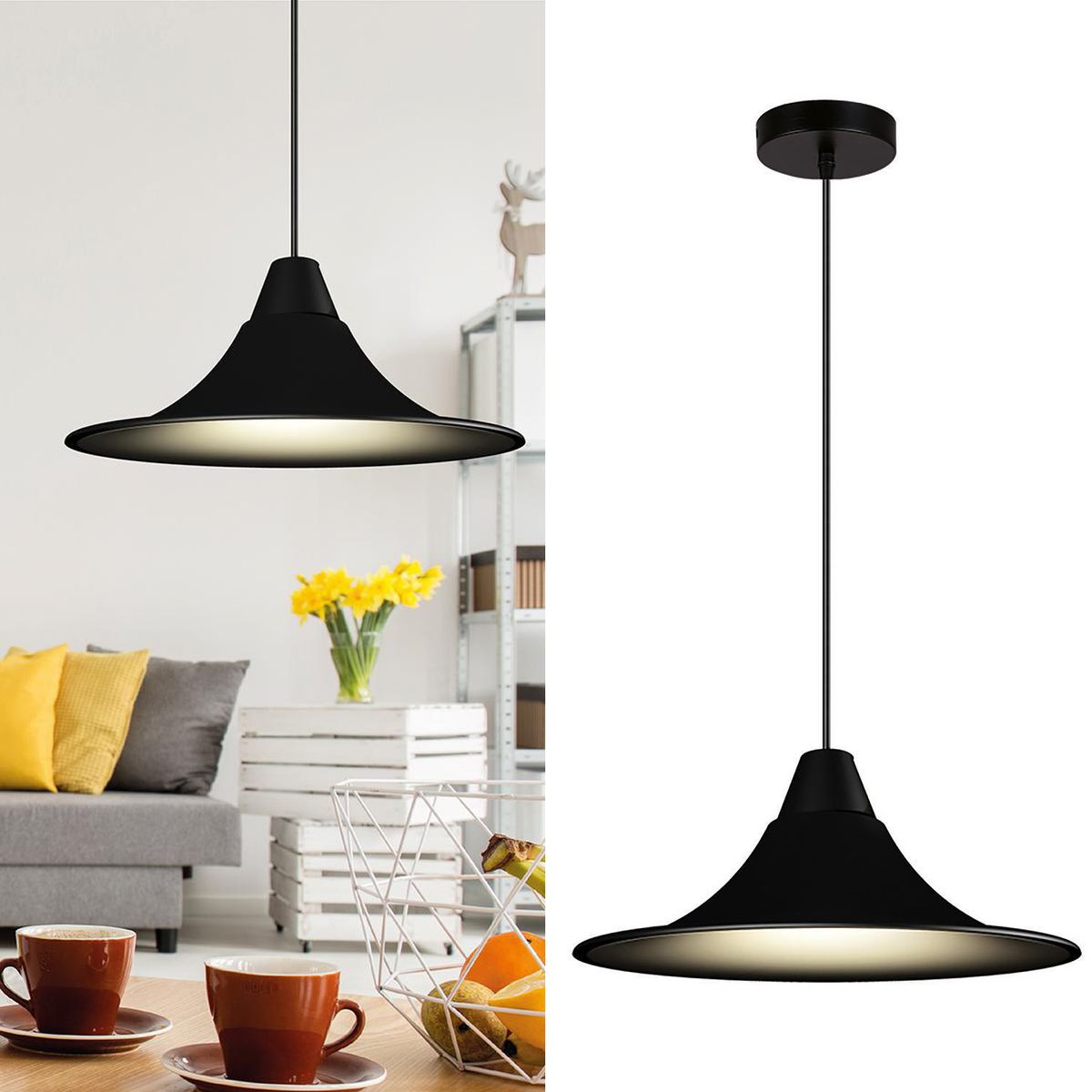 BLUMENAU - Lámpara Colgante Open 1 Luz Aluminio Negro