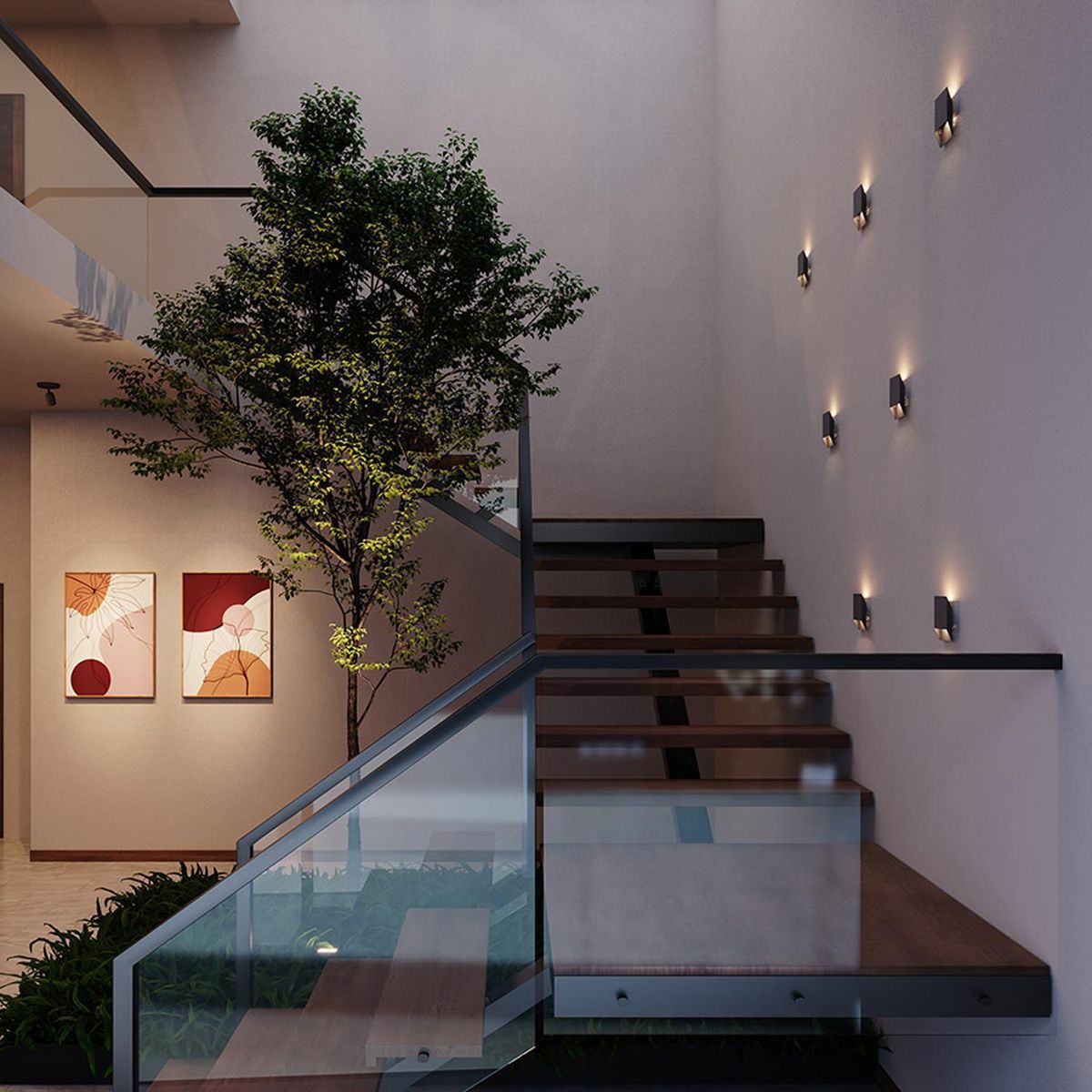 BLUMENAU - Apliqué Cubo 3D 1 Luz Acero Negro