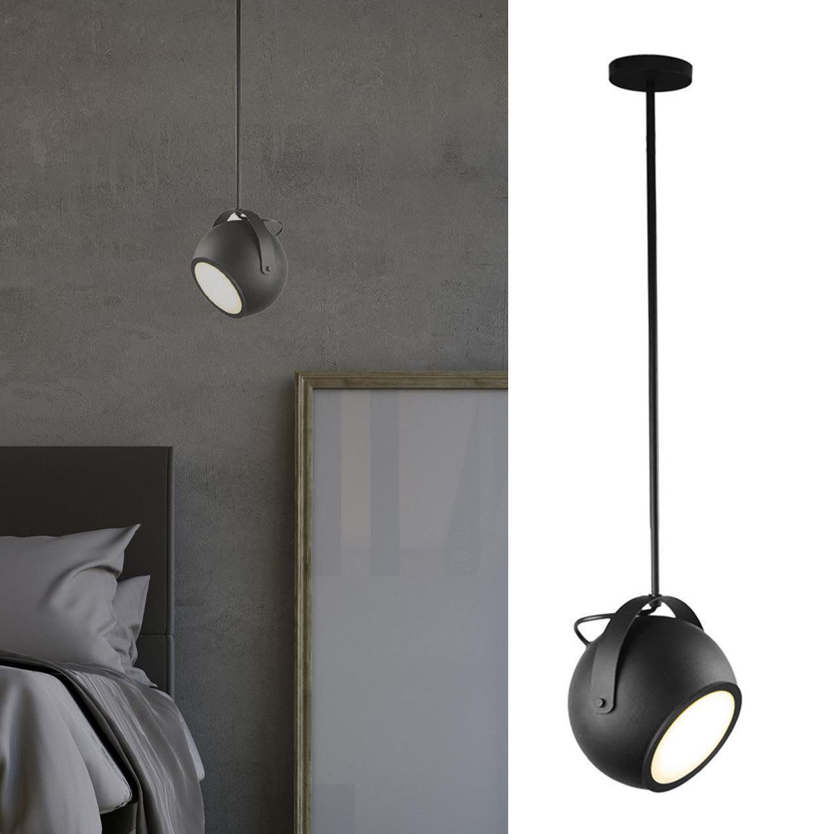 BLUMENAU - Lámpara Colgante 1 Luz Aluminio Negro