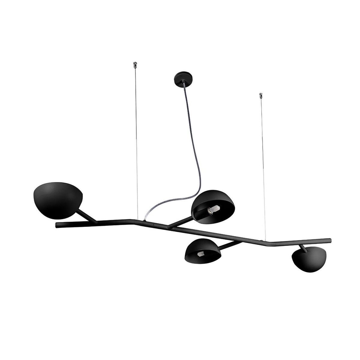 BLUMENAU - Lámpara Colgante Bola 4 Luces Aluminio Negro