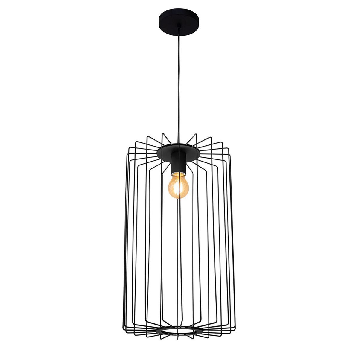 BLUMENAU - Lámpara Colgante Cela 1 Luz Acero Negro