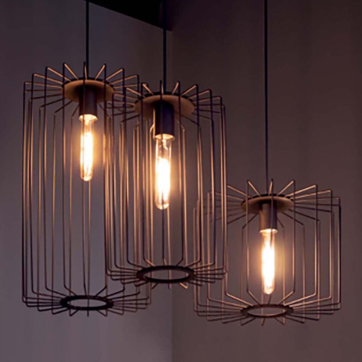 BLUMENAU - Lámpara Colgante Cela 1 Luz Acero Negro