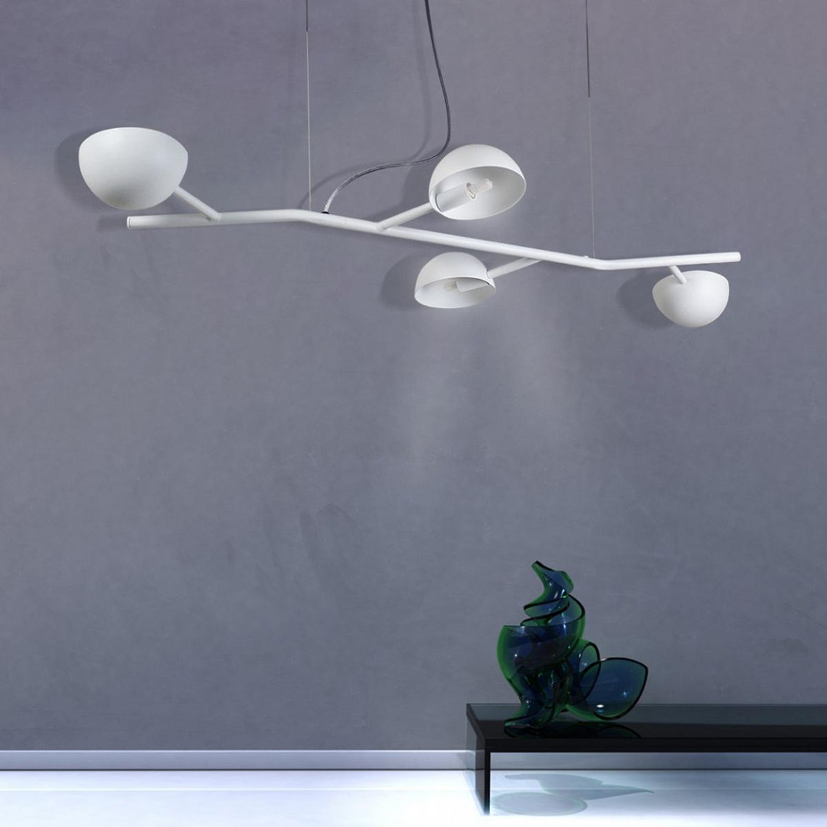 BLUMENAU - Lámpara Colgante Bola 4 Luces Aluminio Blanco