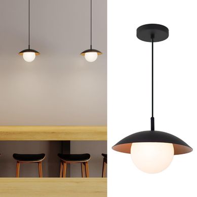 Lmpara colgante Anna negra vidrio traslucido 1 luz G9
