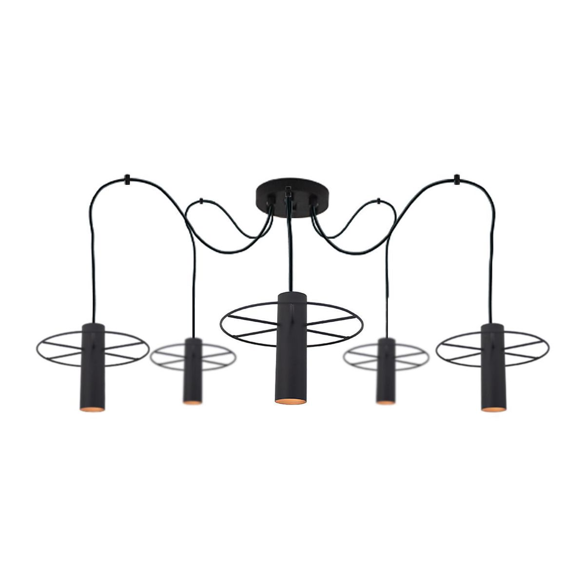 BLUMENAU - Lámpara Colgante Anna 5 Luces Acero Negro