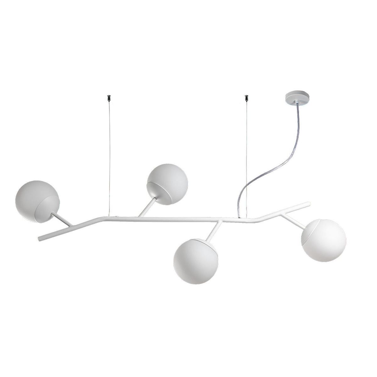 BLUMENAU - Lámpara Colgante Flora 4 Luces Vidrio Blanco